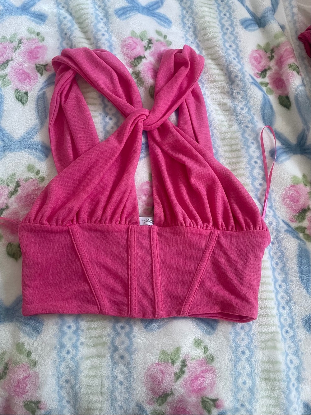 Zara Hot Pink Gathered Crop Top